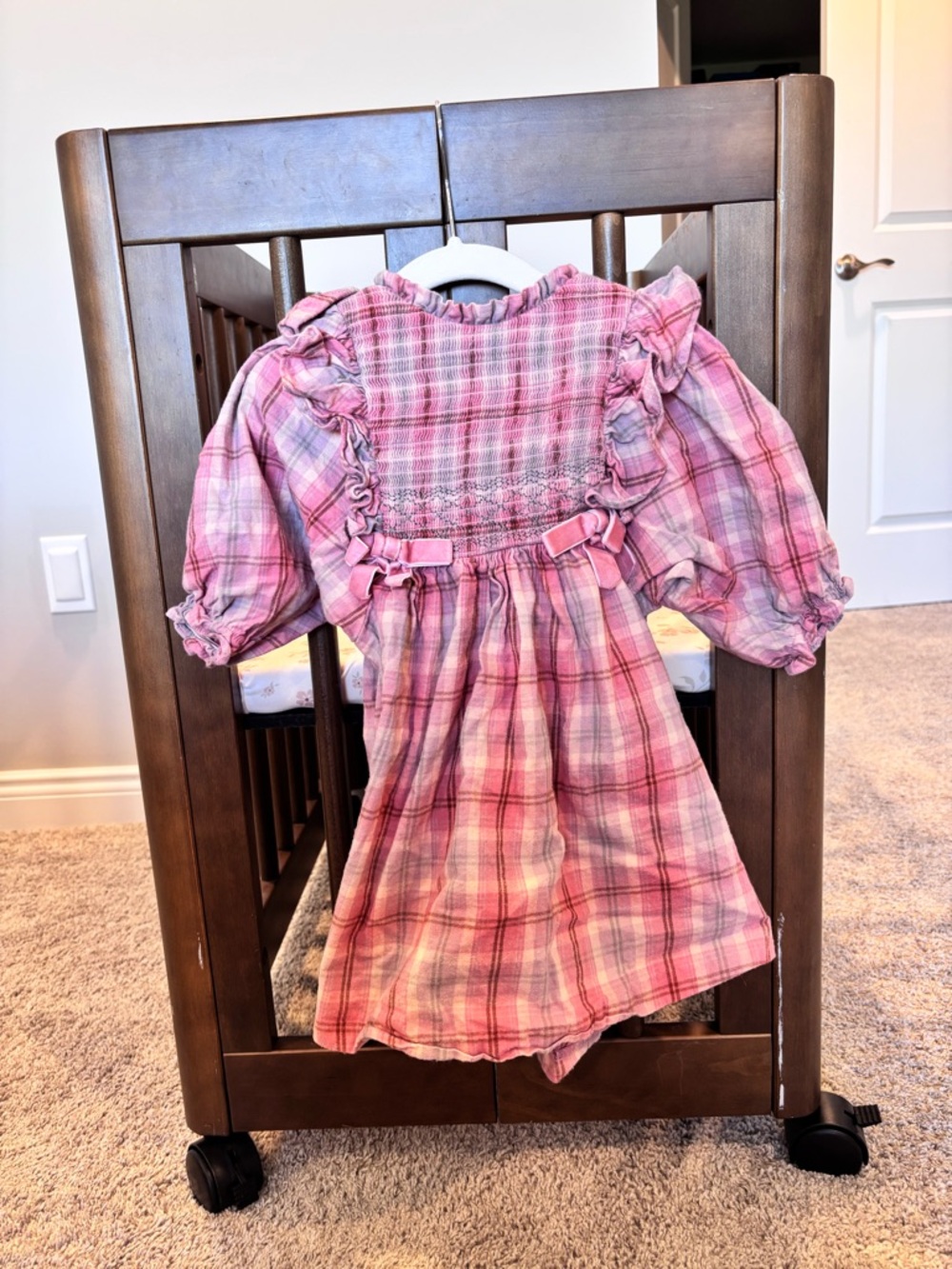 Girls Pink Plaid Dress